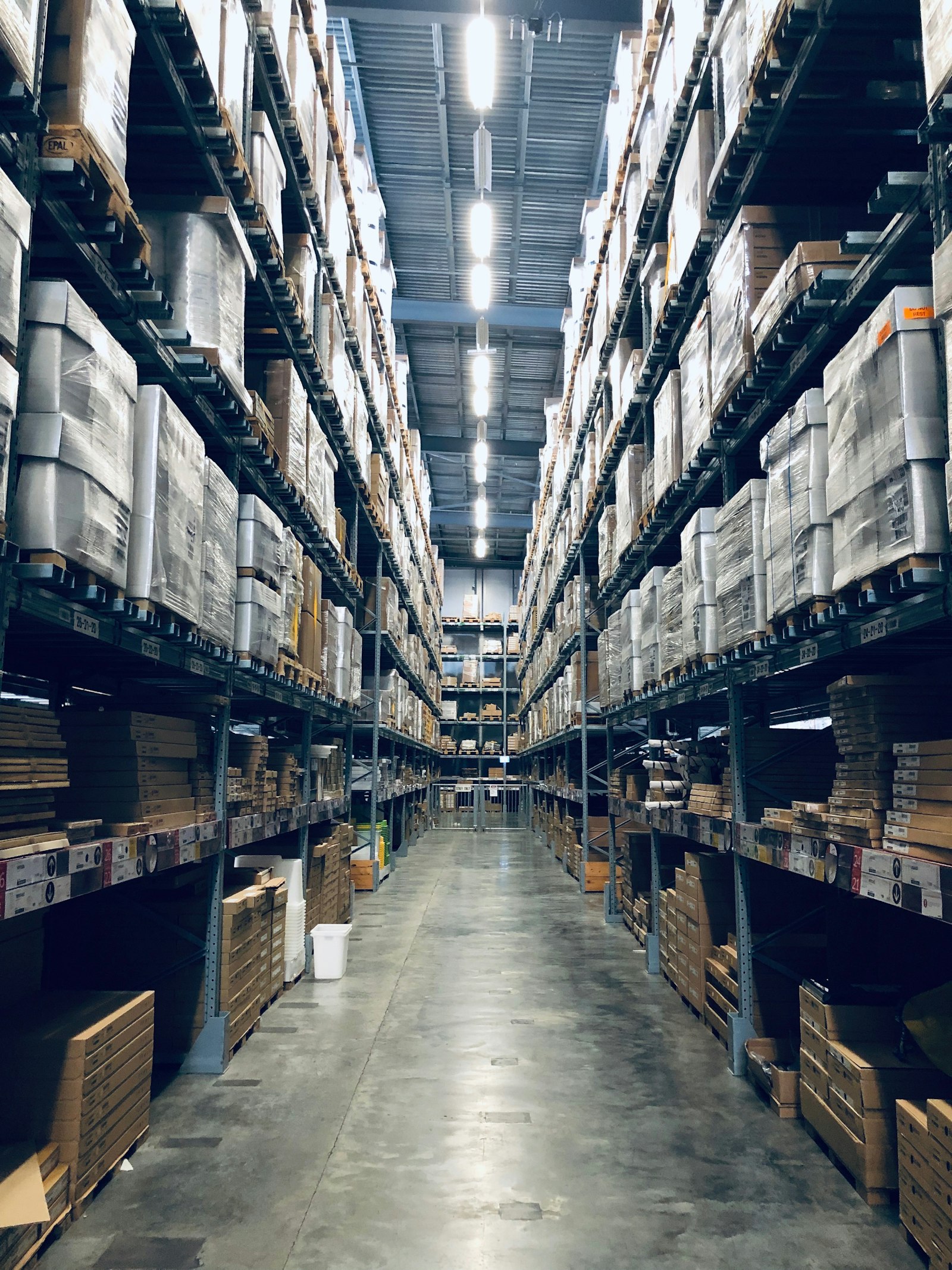 Forklift on a warehouse floor — placeholder photograph
